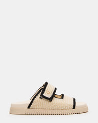 MAYSIE Cream Multi Woven Flatform Footbed Slide Women's Sandal | Steve Madden US