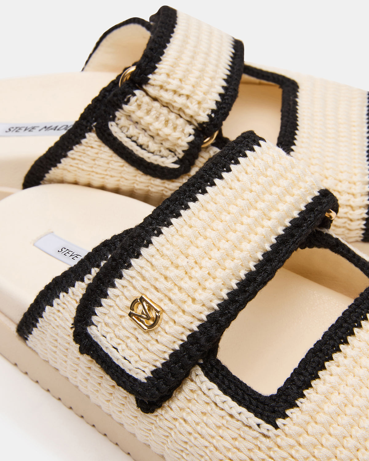MAYSIE Cream Multi Woven Flatform Footbed Slide Women's Sandal | Steve Madden US