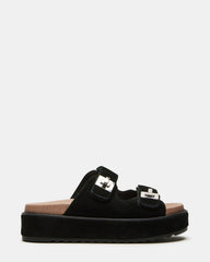 BIGSCHMONA Black/Black Suede Women's Platform Slide Sandal | Steve Madden outlet