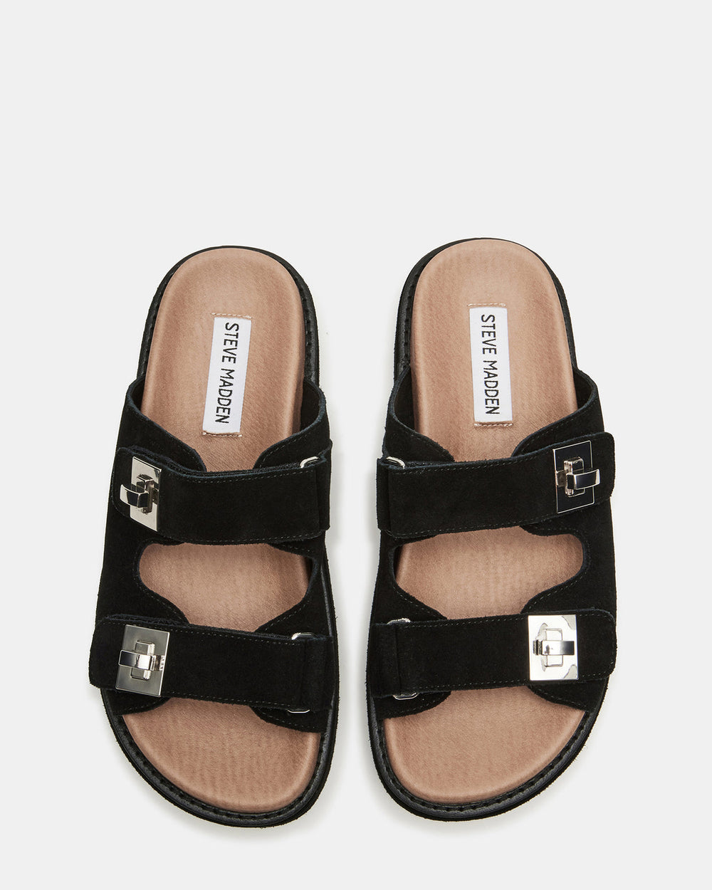 BIGSCHMONA Black/Black Suede Women's Platform Slide Sandal | Steve Madden outlet