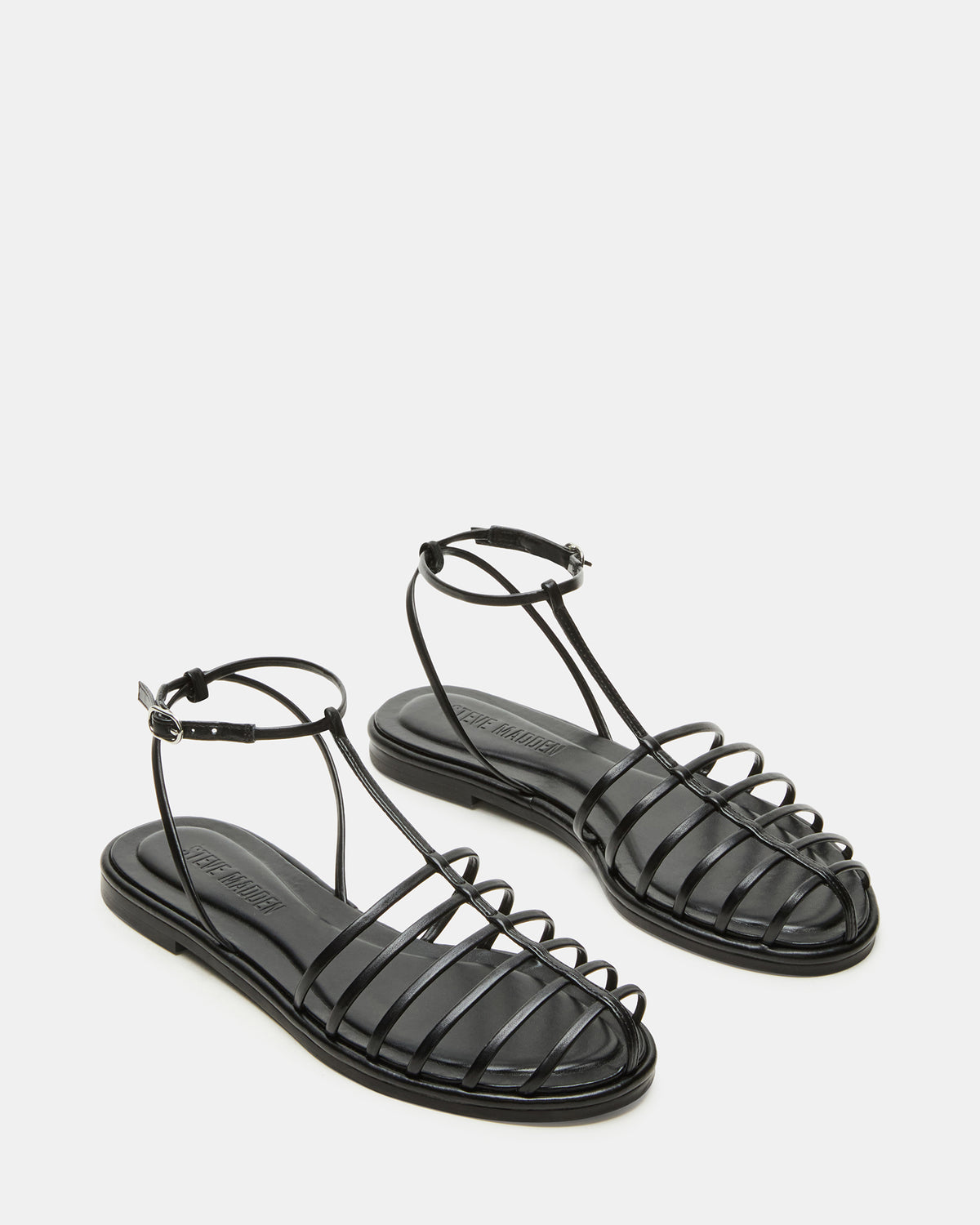 MARIN Black Flat Strappy Fisherman Women's Sandal | Steve Madden US