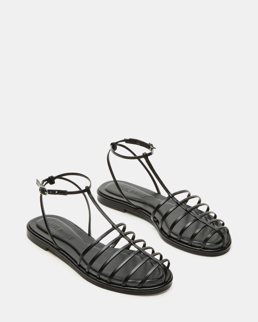 MARIN Black Flat Strappy Fisherman Women's Sandal | Steve Madden US