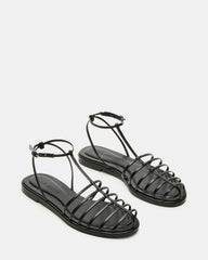 MARIN Black Flat Strappy Fisherman Women's Sandal | Steve Madden US