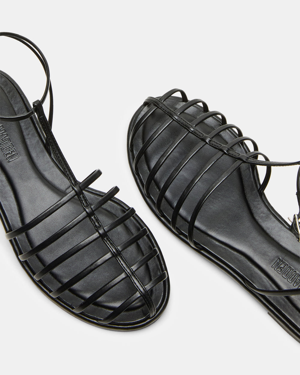 MARIN Black Flat Strappy Fisherman Women's Sandal | Steve Madden US