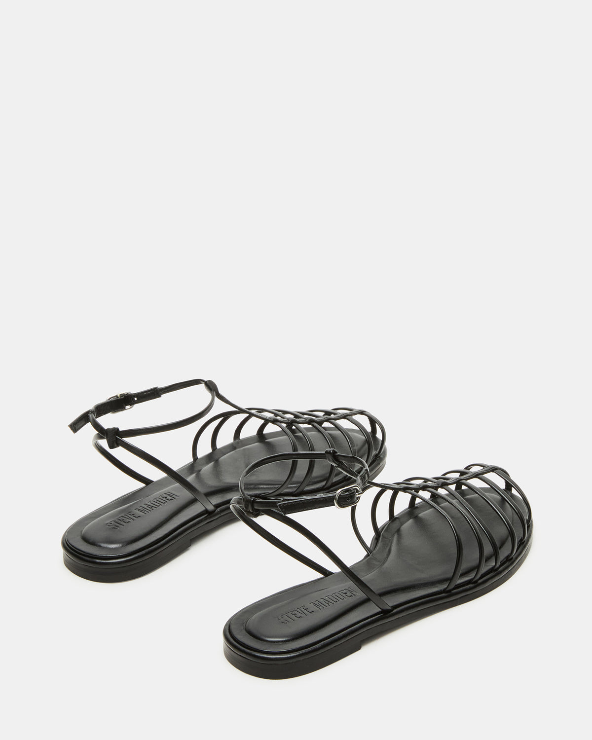 MARIN Black Flat Strappy Fisherman Women's Sandal | Steve Madden US