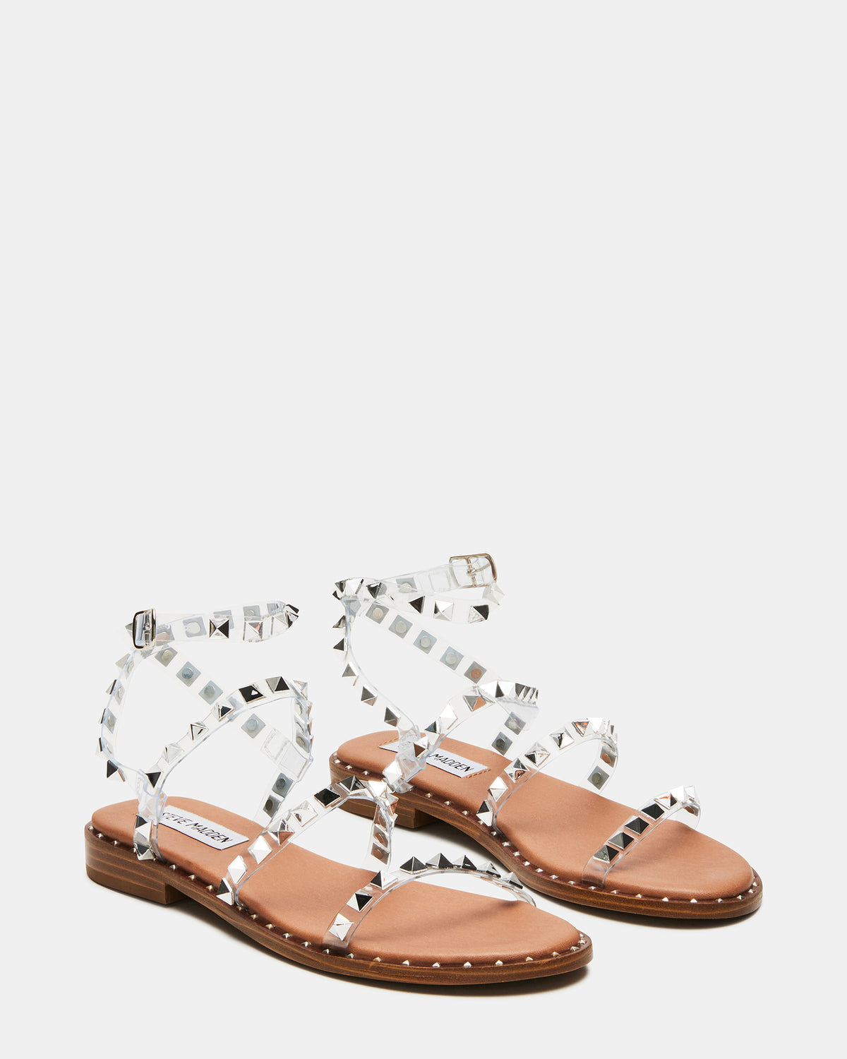 TRAVEL Clear Women's Studded Strappy Sandal | Steve Madden outlet