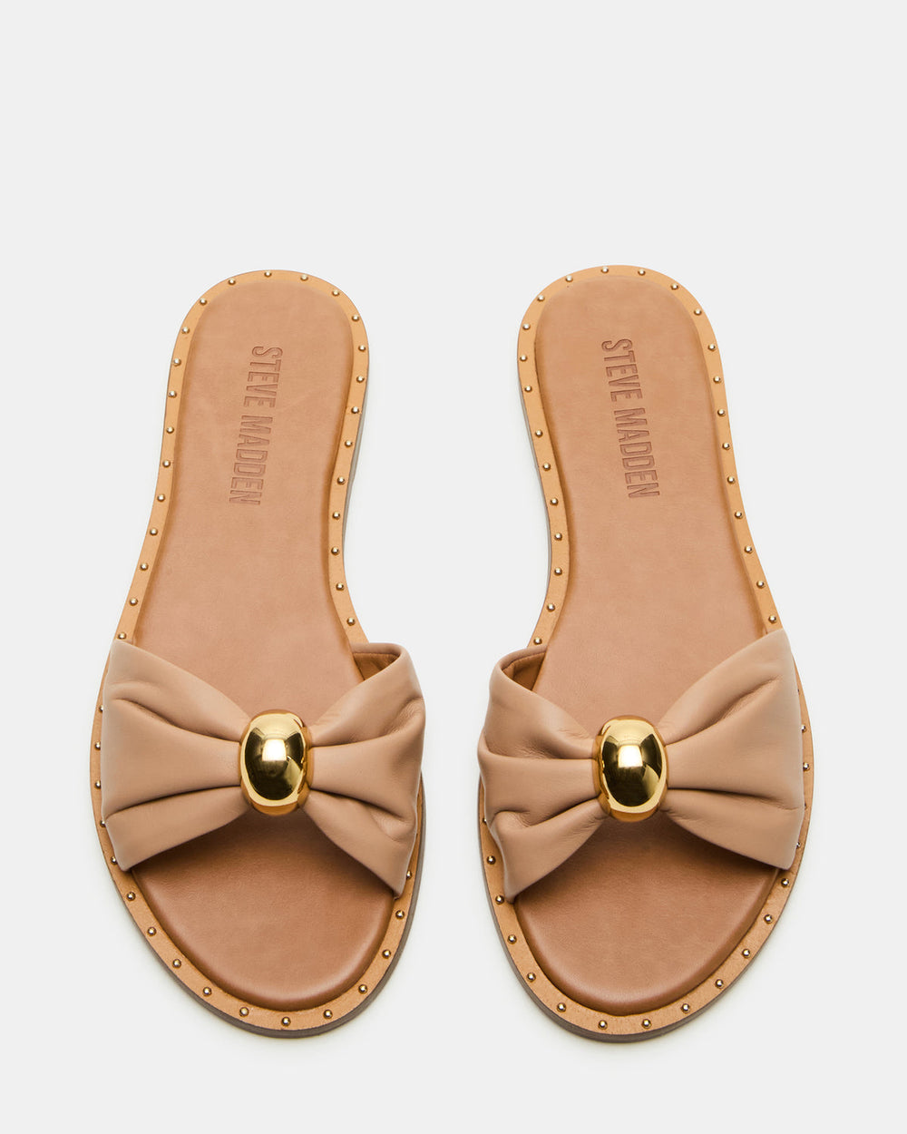 DIPSY Tan Leather Slide Rounded Toe Women's Sandal | Steve Madden Sale