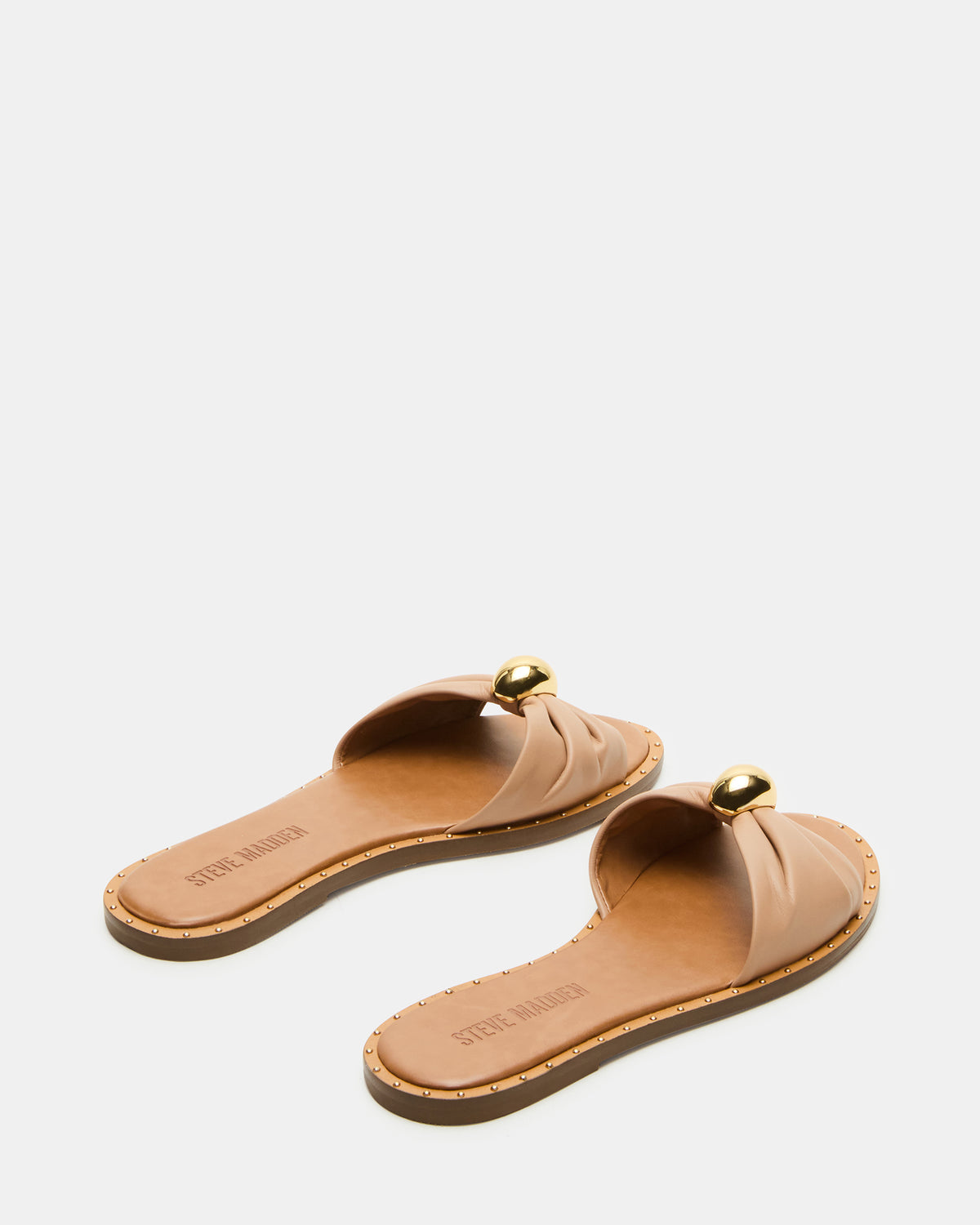 DIPSY Tan Leather Slide Rounded Toe Women's Sandal | Steve Madden Sale