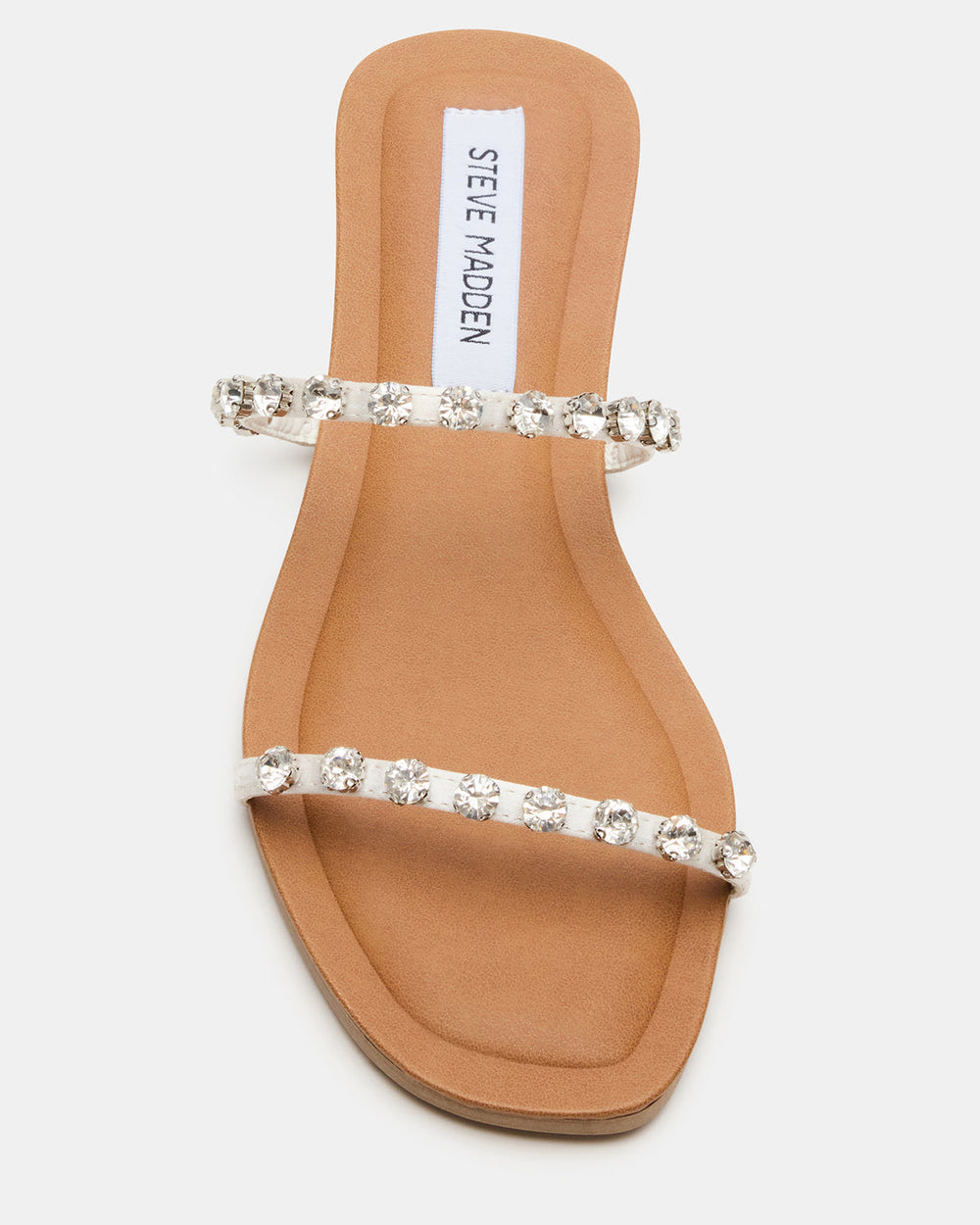 RETREAT Rhinestones Women's Strappy Square-Toe Slide Sandal | Steve Madden on Sale