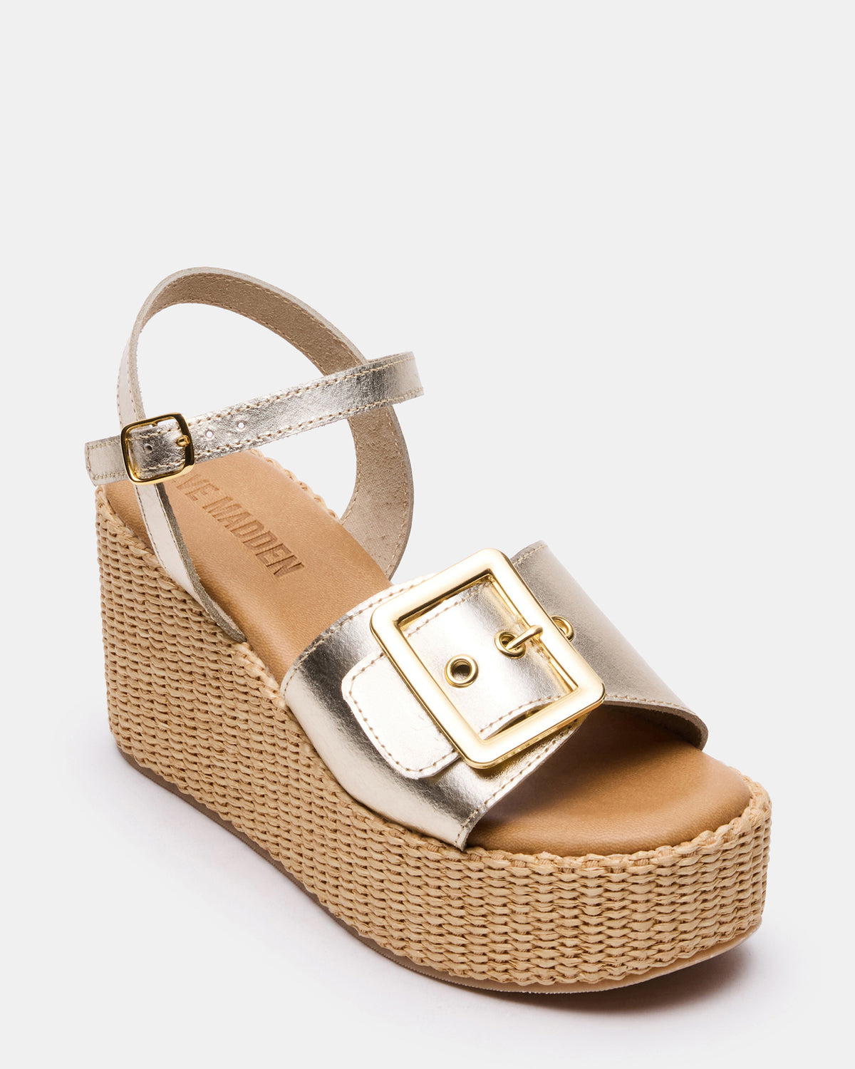 CIDER Gold Leather Platform Wedge Women's Sandal | Steve Madden near me