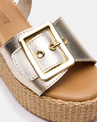 CIDER Gold Leather Platform Wedge Women's Sandal | Steve Madden near me