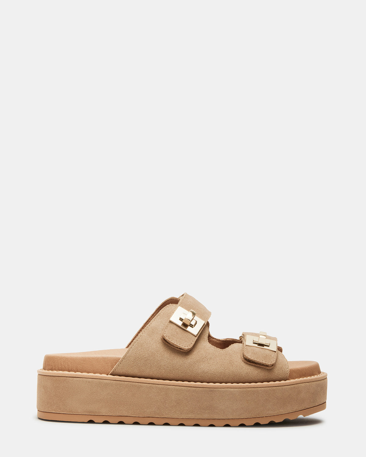 BIGSCHMONA Taupe Suede Women's Platform Slide Sandal | Steve Madden discount