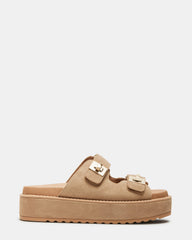 BIGSCHMONA Taupe Suede Women's Platform Slide Sandal | Steve Madden discount