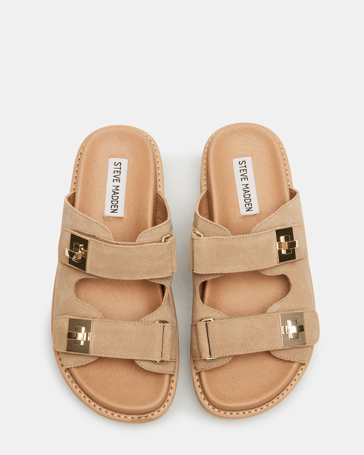 BIGSCHMONA Taupe Suede Women's Platform Slide Sandal | Steve Madden discount