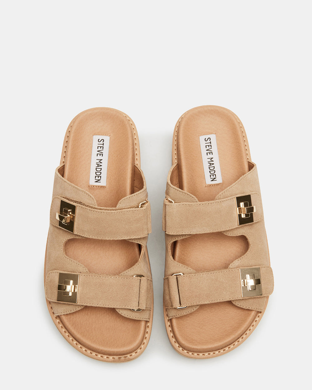 BIGSCHMONA Taupe Suede Women's Platform Slide Sandal | Steve Madden discount