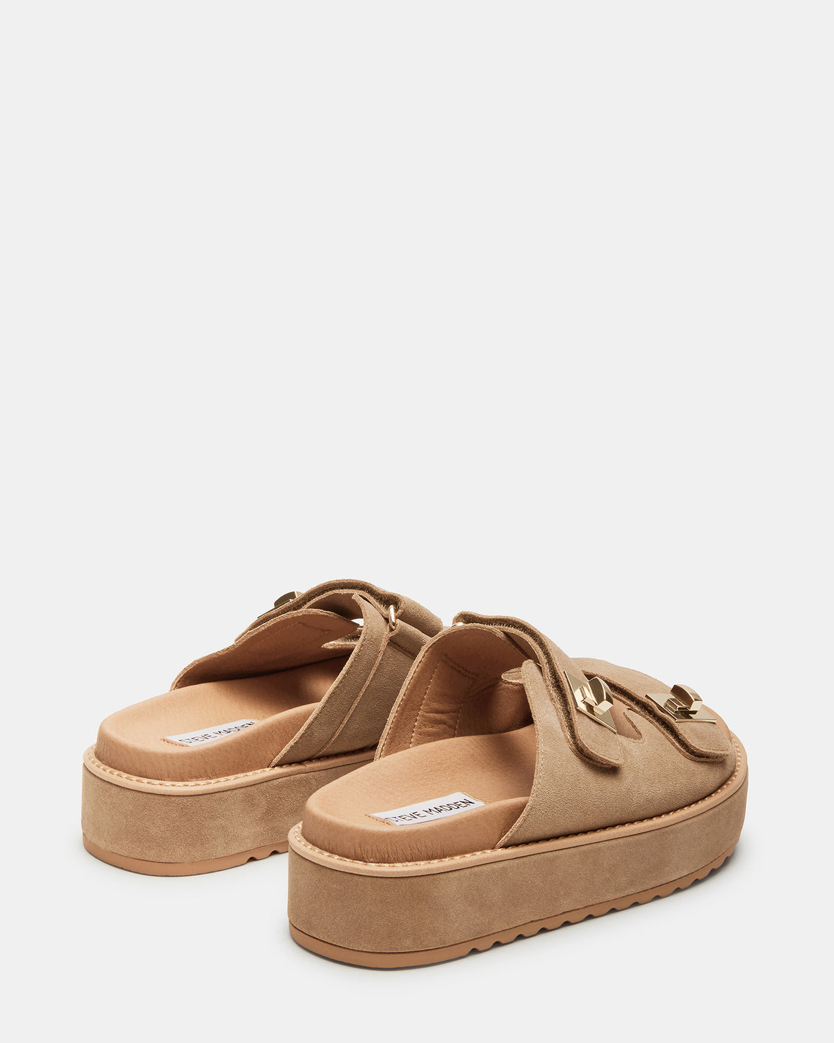 BIGSCHMONA Taupe Suede Women's Platform Slide Sandal | Steve Madden discount