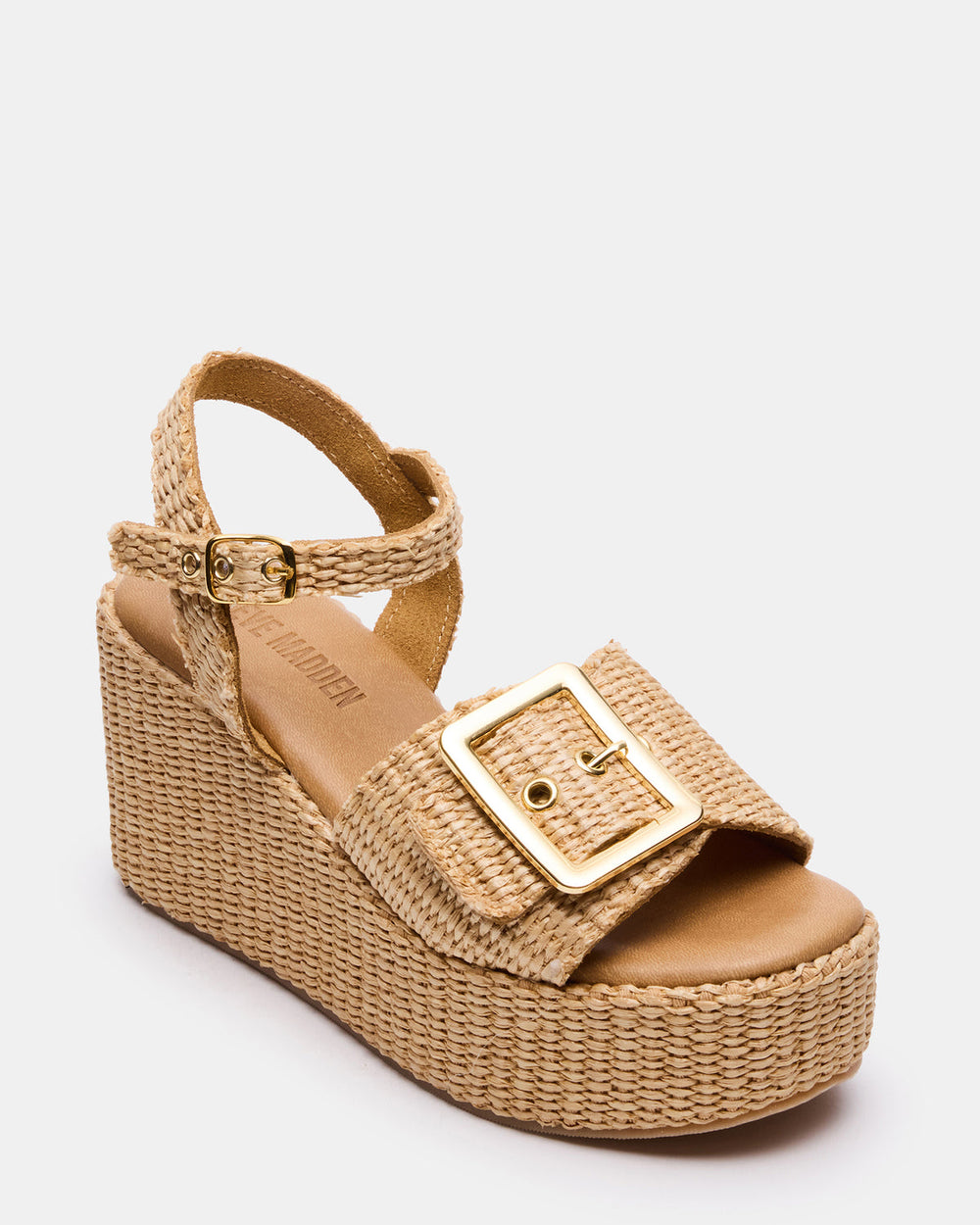 CIDER Natural Raffia Platform Wedge Women's Sandal | Steve Madden US