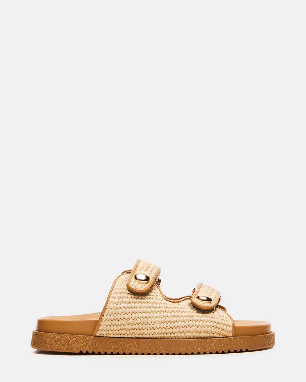 ATHENS Natural Raffia Slide Footbed Flatform Women's Sandal | Steve Madden outlet