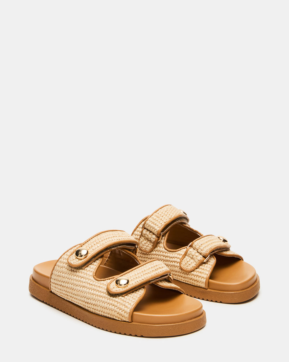 ATHENS Natural Raffia Slide Footbed Flatform Women's Sandal | Steve Madden outlet