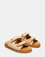 ATHENS Natural Raffia Slide Footbed Flatform Women's Sandal | Steve Madden outlet