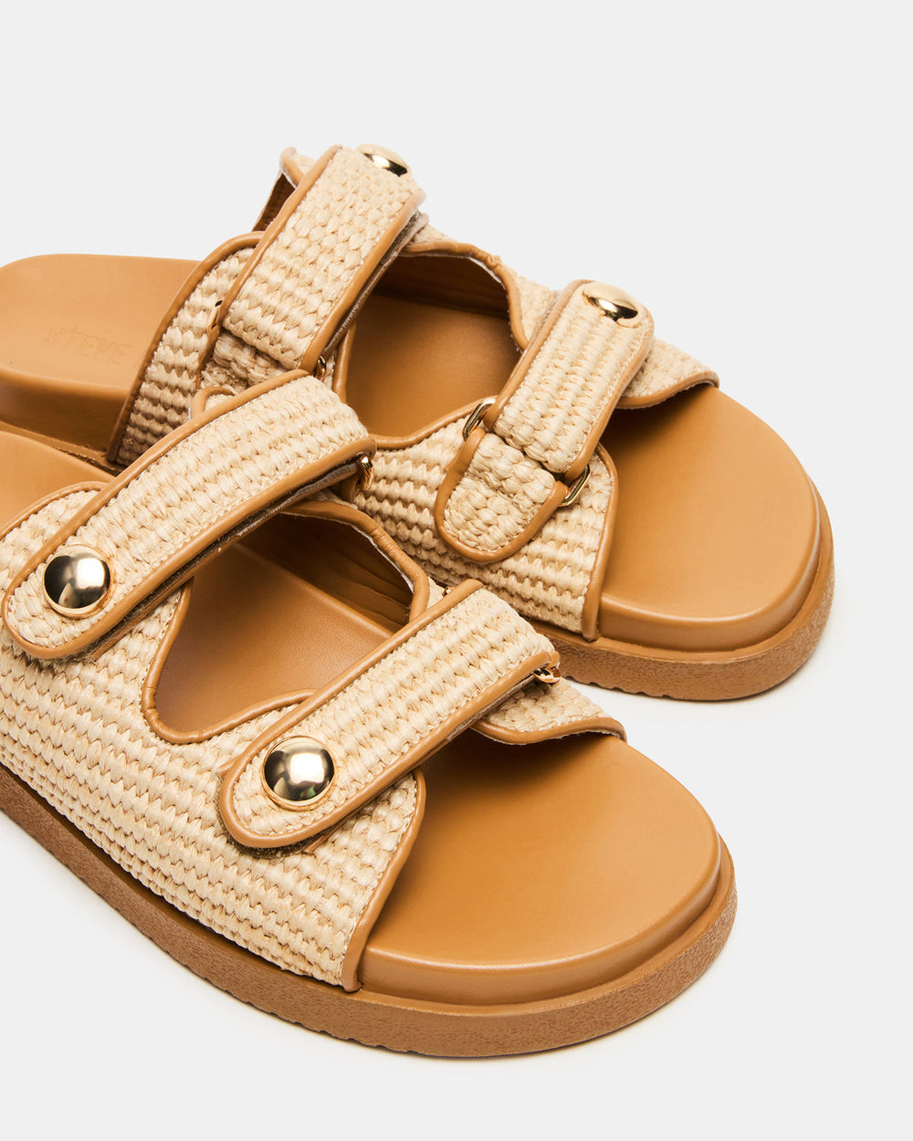 ATHENS Natural Raffia Slide Footbed Flatform Women's Sandal | Steve Madden outlet