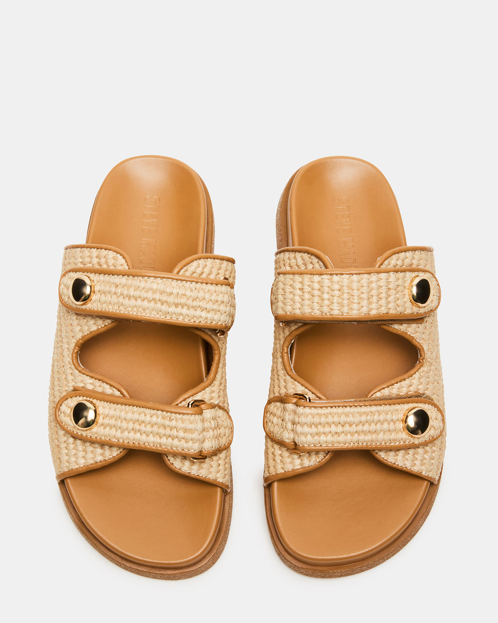 ATHENS Natural Raffia Slide Footbed Flatform Women's Sandal | Steve Madden outlet