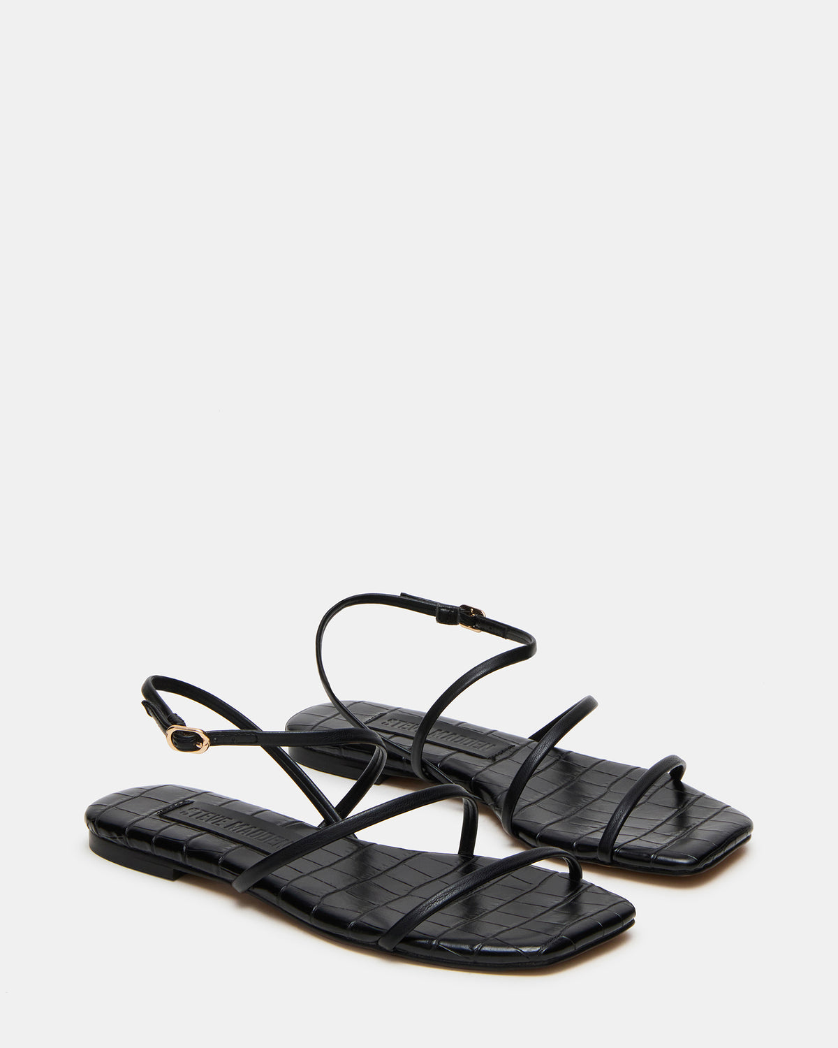 TANGO Black Square-Toe Strappy Women's Sandal | Steve Madden Sale