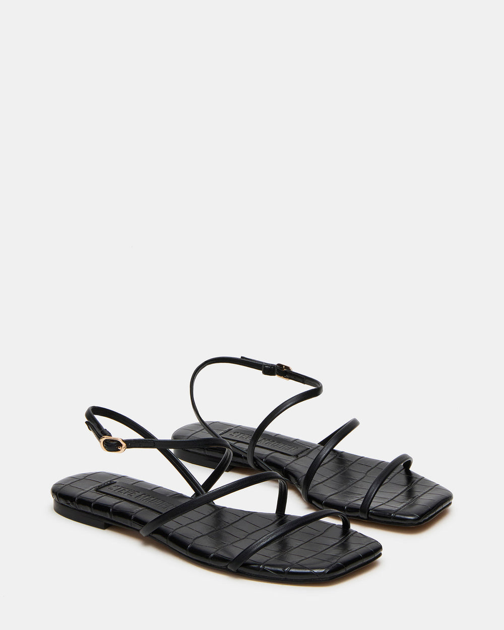 TANGO Black Square-Toe Strappy Women's Sandal | Steve Madden Sale
