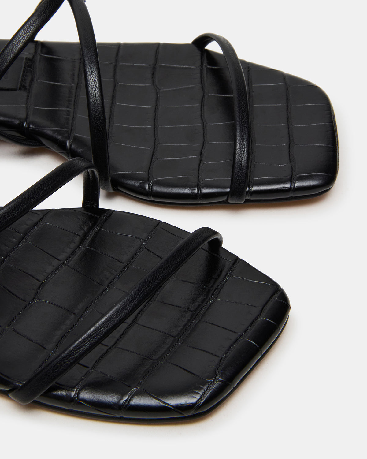 TANGO Black Square-Toe Strappy Women's Sandal | Steve Madden Sale