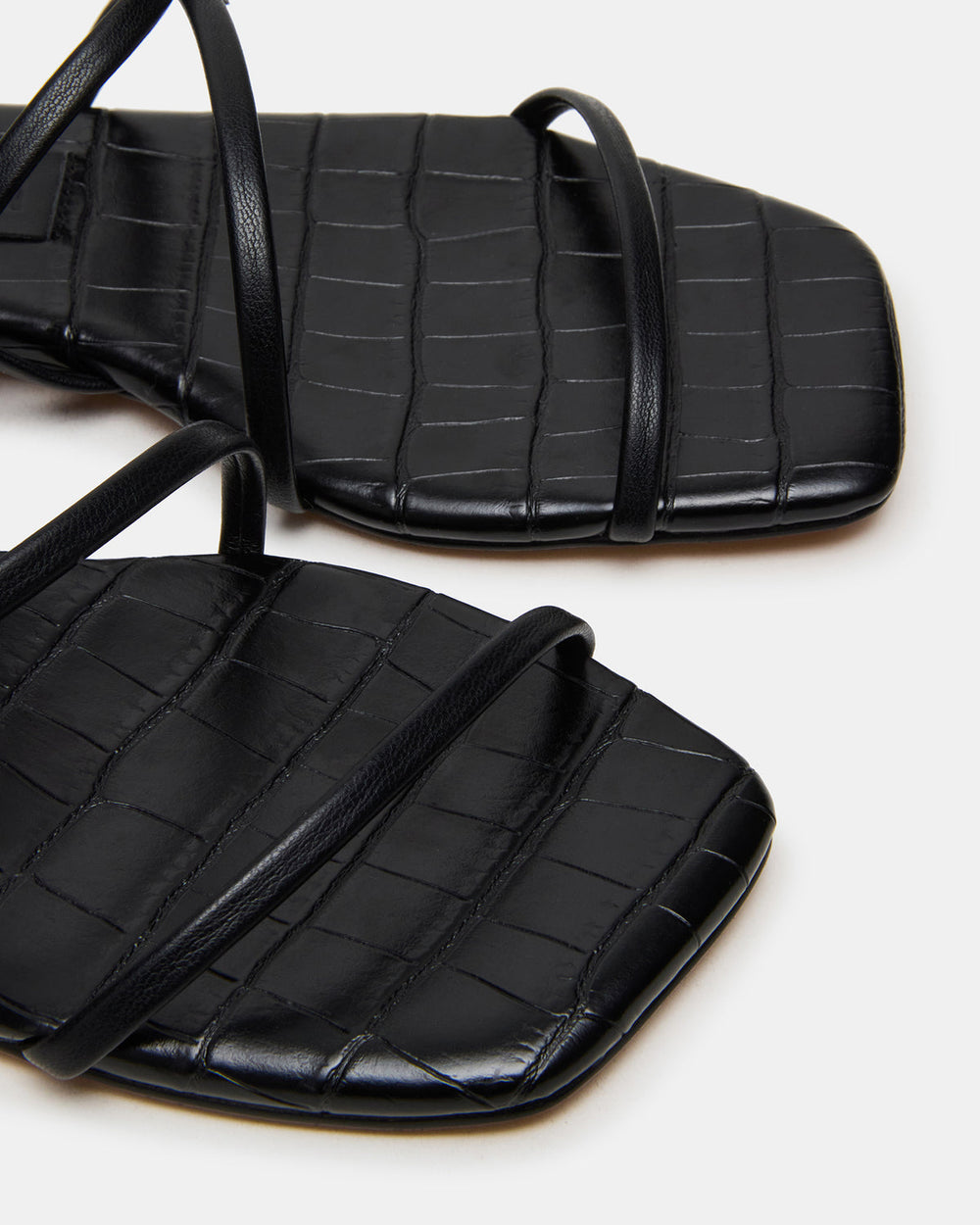 TANGO Black Square-Toe Strappy Women's Sandal | Steve Madden Sale