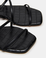 TANGO Black Square-Toe Strappy Women's Sandal | Steve Madden Sale