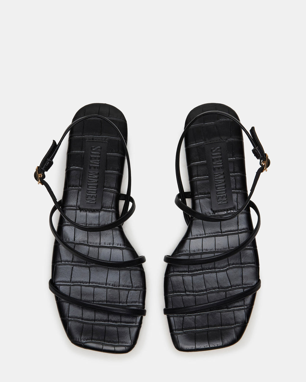 TANGO Black Square-Toe Strappy Women's Sandal | Steve Madden Sale
