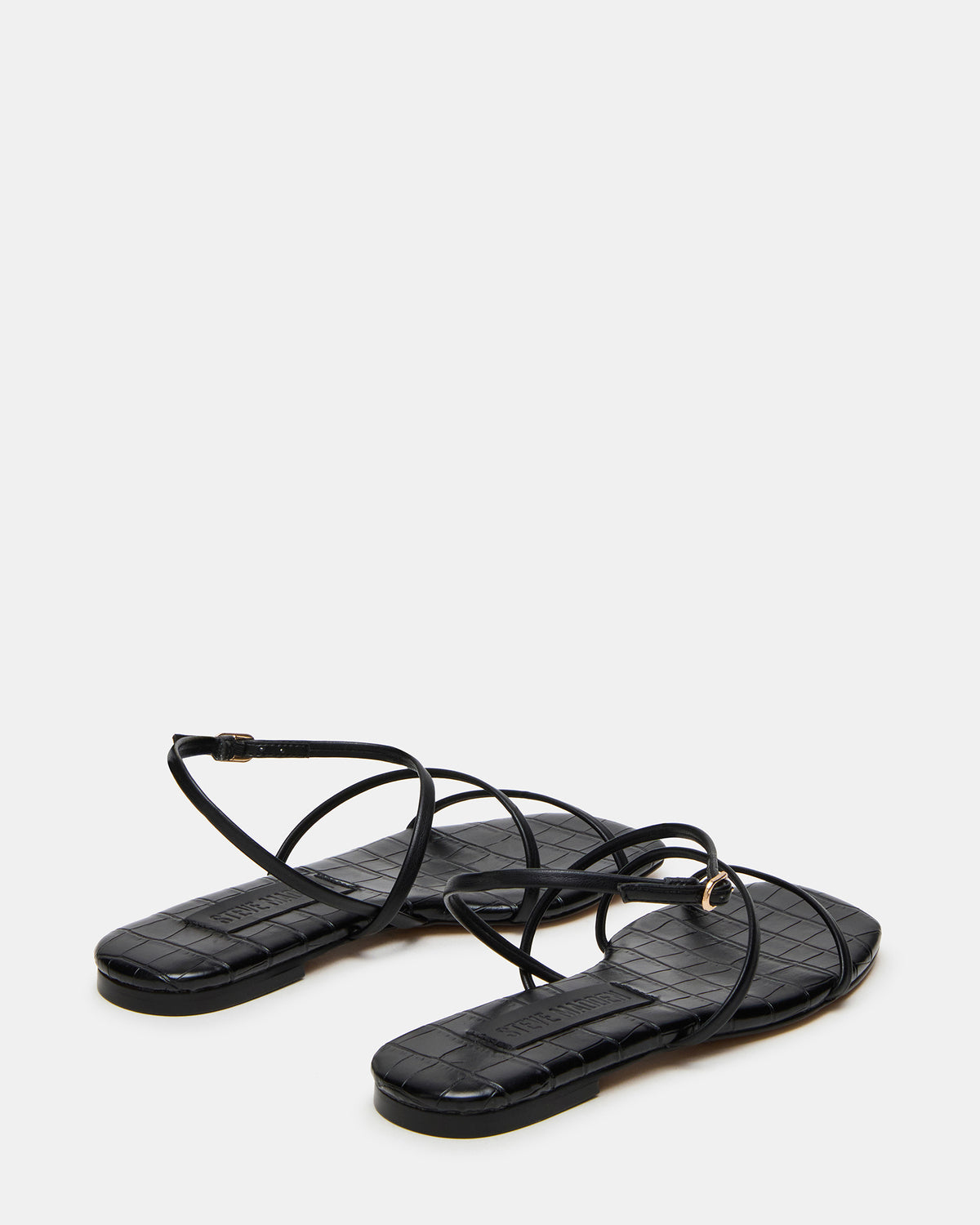 TANGO Black Square-Toe Strappy Women's Sandal | Steve Madden Sale