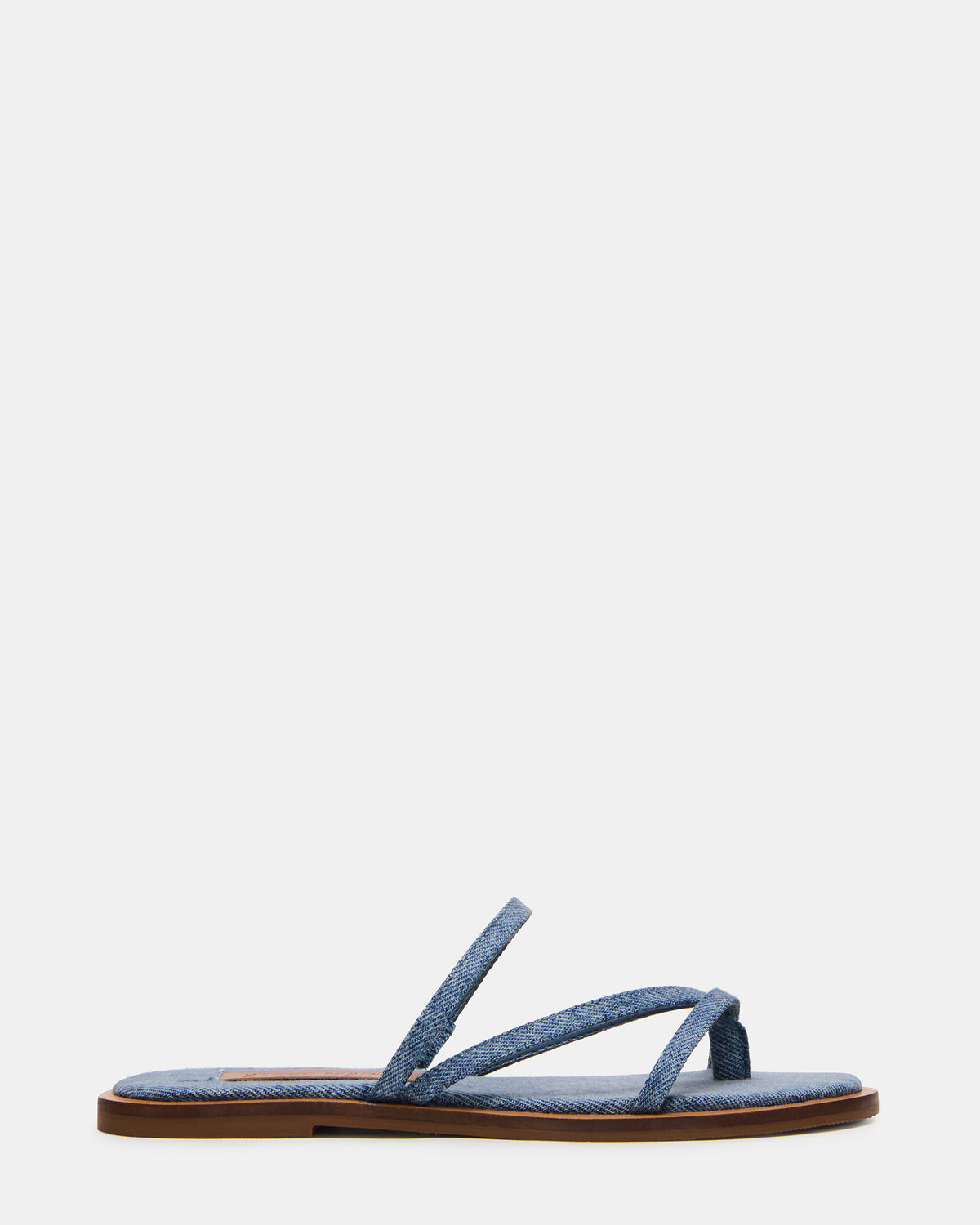 ELLERY Denim Fabric Strappy Thong Slide Women's Sandal | Steve Madden for Sale