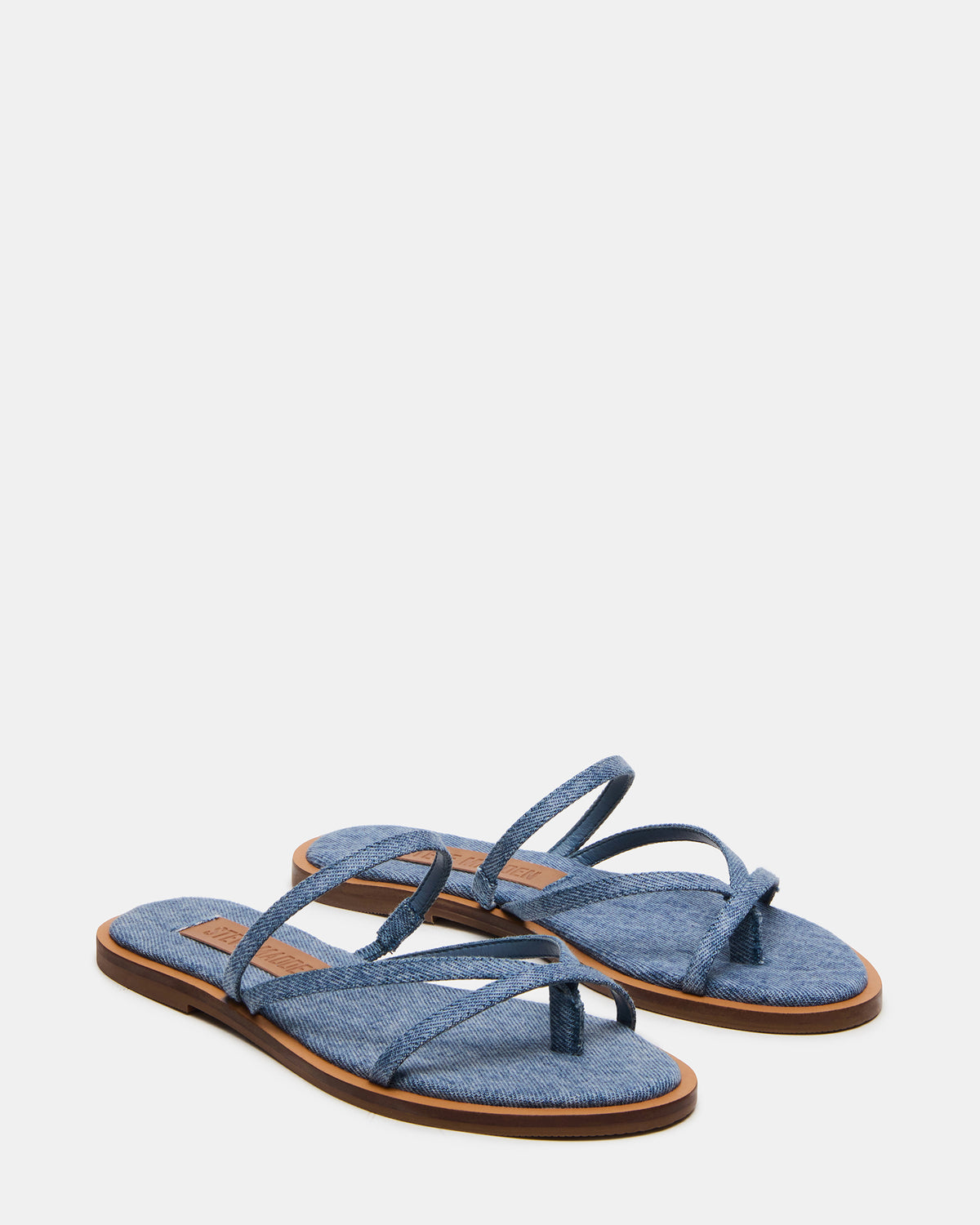 ELLERY Denim Fabric Strappy Thong Slide Women's Sandal | Steve Madden for Sale