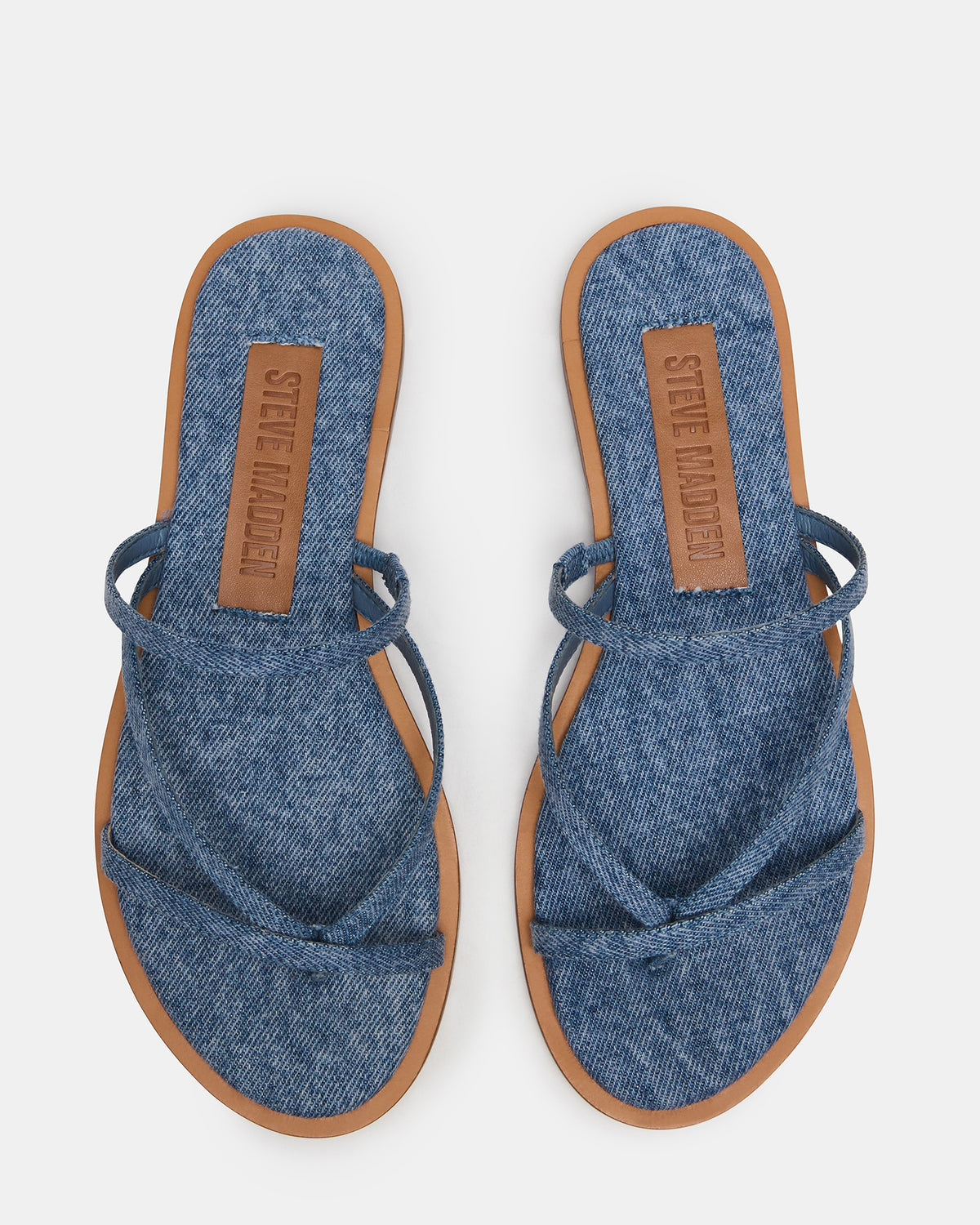 ELLERY Denim Fabric Strappy Thong Slide Women's Sandal | Steve Madden for Sale