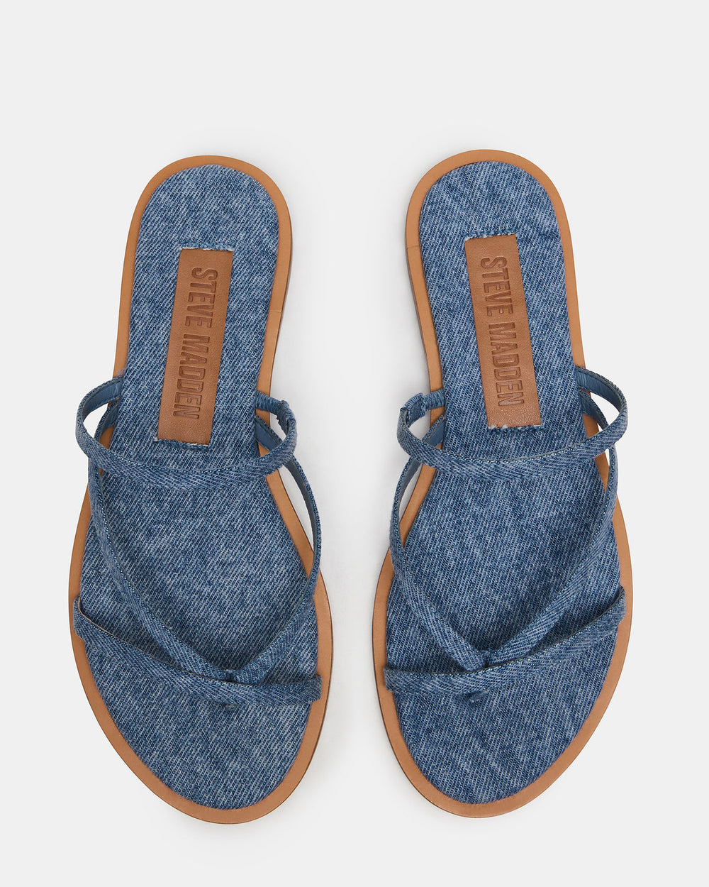ELLERY Denim Fabric Strappy Thong Slide Women's Sandal | Steve Madden for Sale