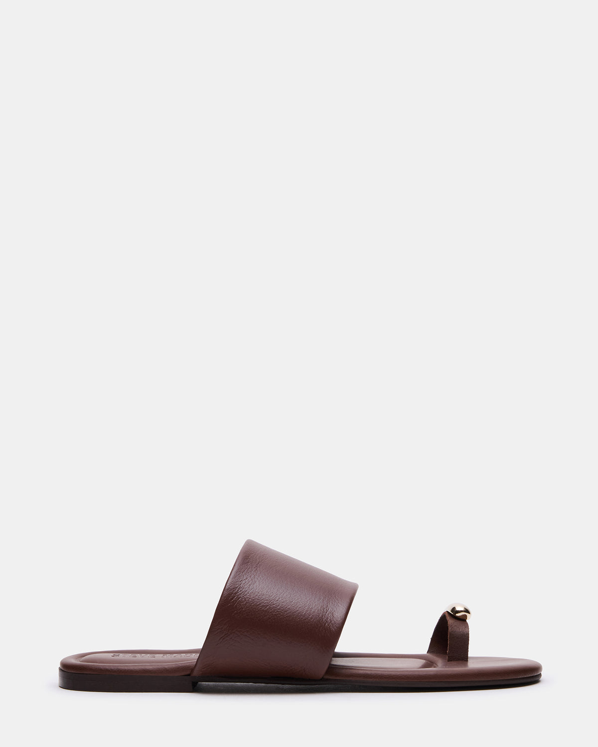 DECADENT Brown Leather Rounded-Toe Slide Women's Sandal | Steve Madden discount