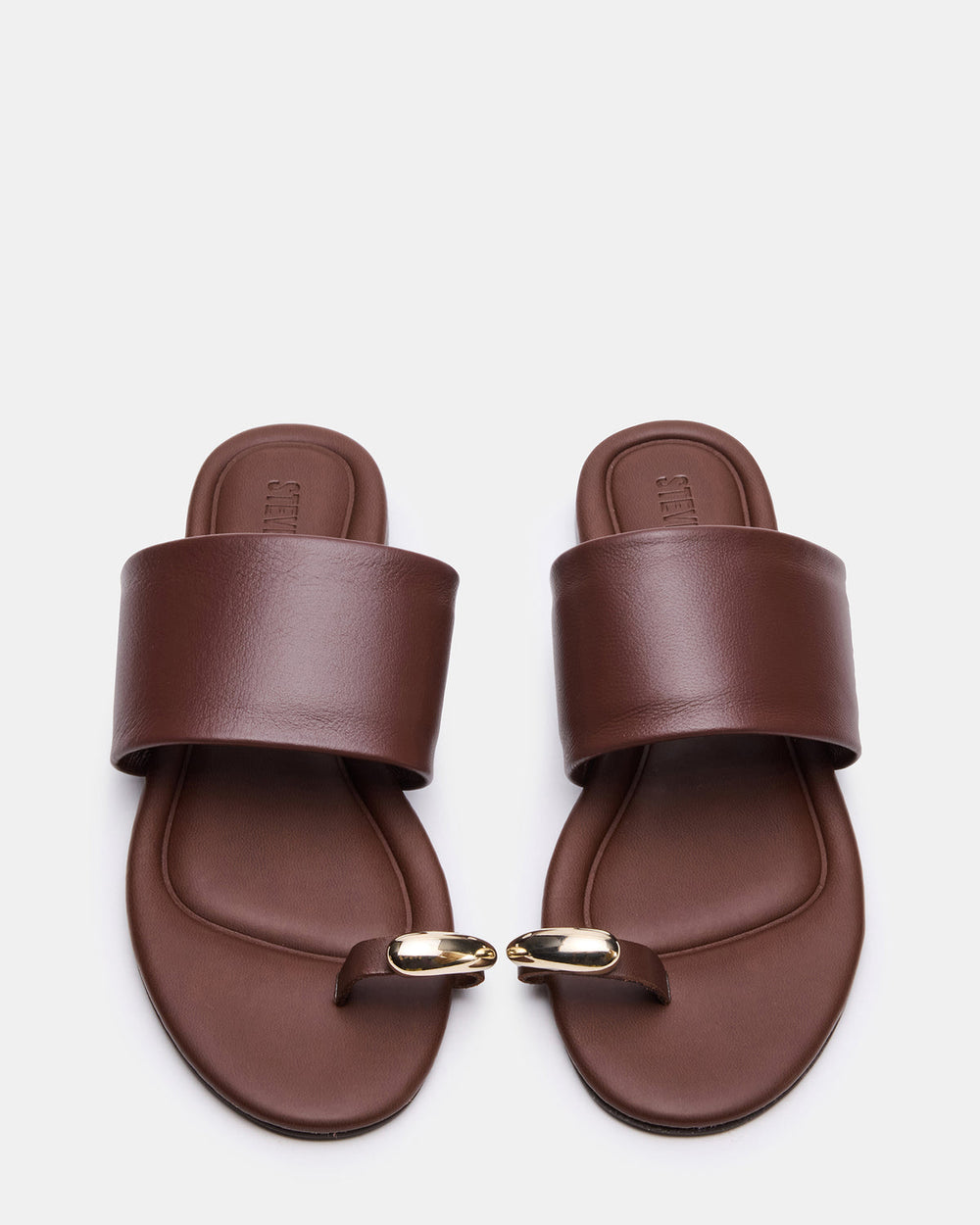 DECADENT Brown Leather Rounded-Toe Slide Women's Sandal | Steve Madden discount