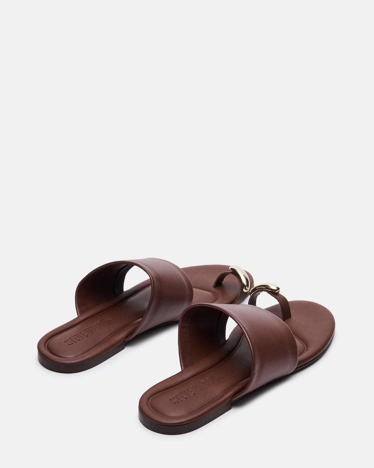 DECADENT Brown Leather Rounded-Toe Slide Women's Sandal | Steve Madden discount