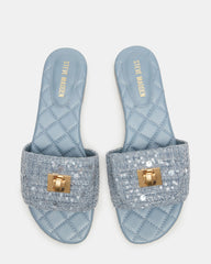 MORELAND Sequin Blue Quilted Slide Women's Sandal | Steve Madden outlet
