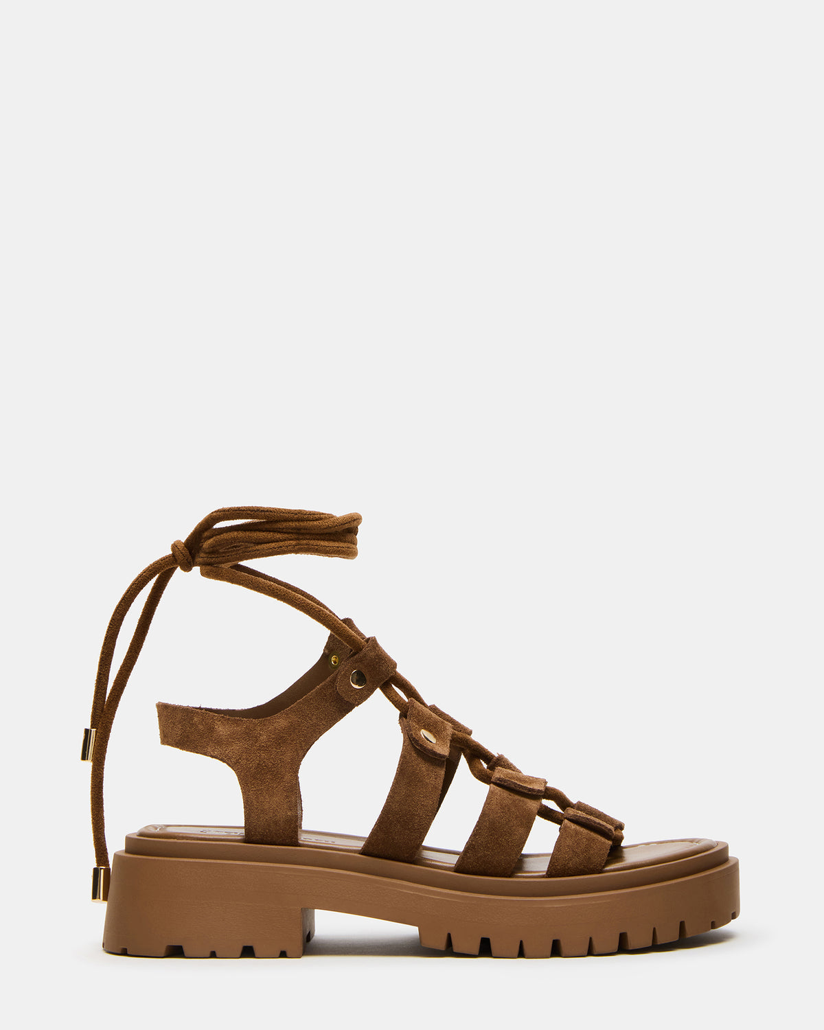 LYRIAN Cognac Suede Platform Lace-Up Strappy Women's Sandal | Steve Madden near me