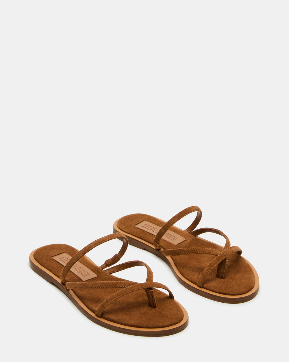 ELLERY Chestnut Suede Strappy Thong Slide Women's Sandal | Steve Madden US