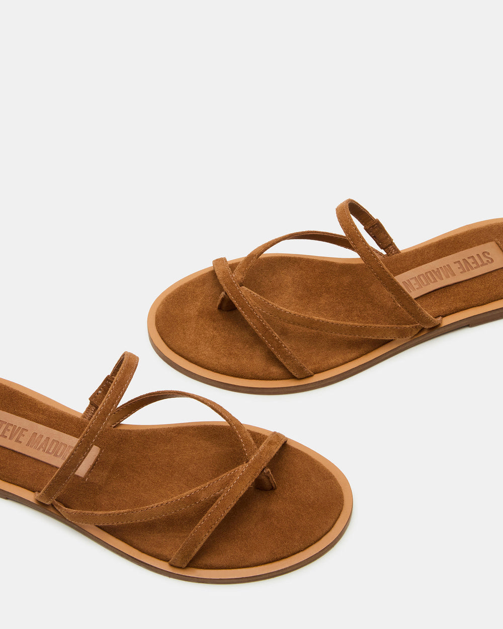 ELLERY Chestnut Suede Strappy Thong Slide Women's Sandal | Steve Madden US