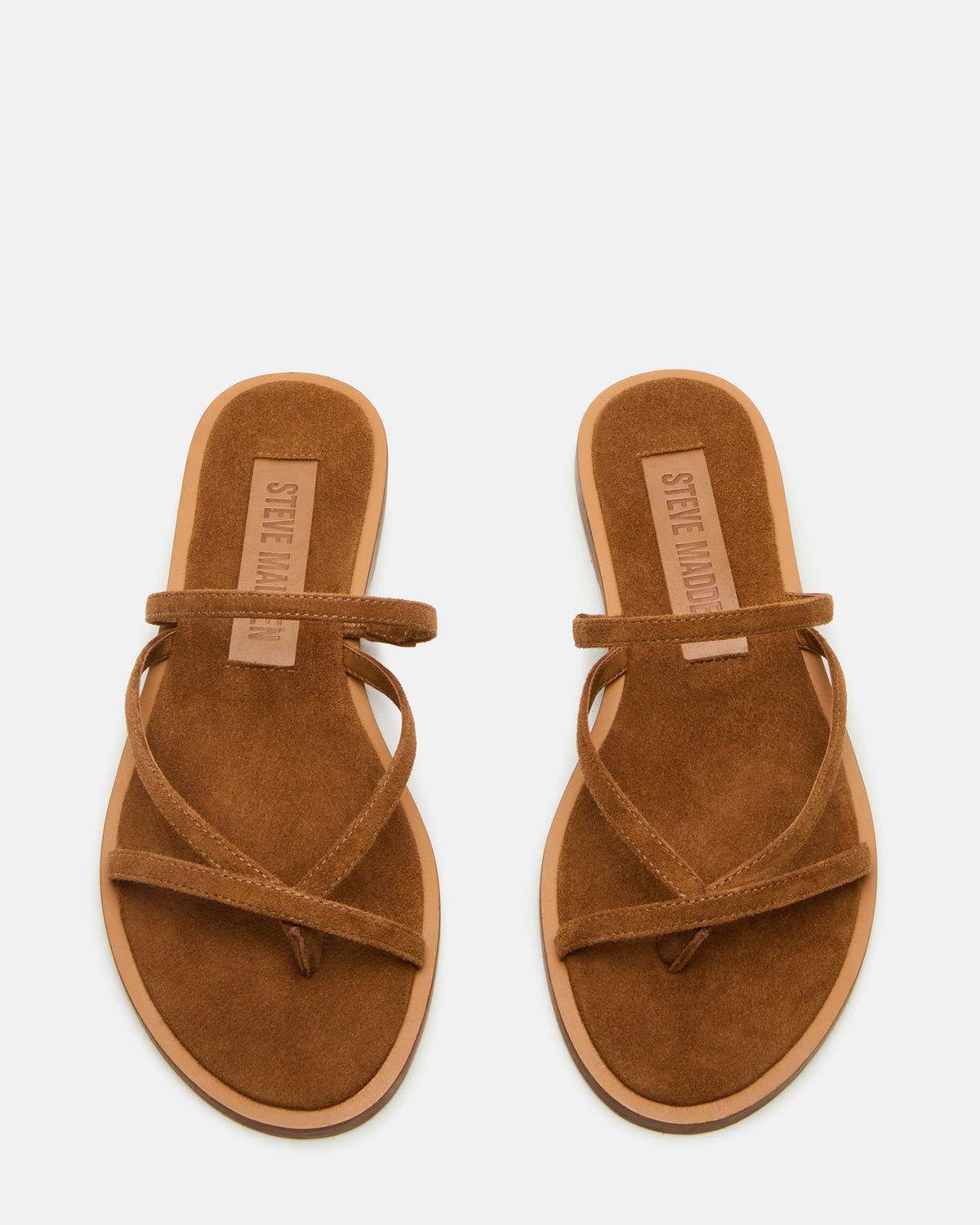 ELLERY Chestnut Suede Strappy Thong Slide Women's Sandal | Steve Madden US