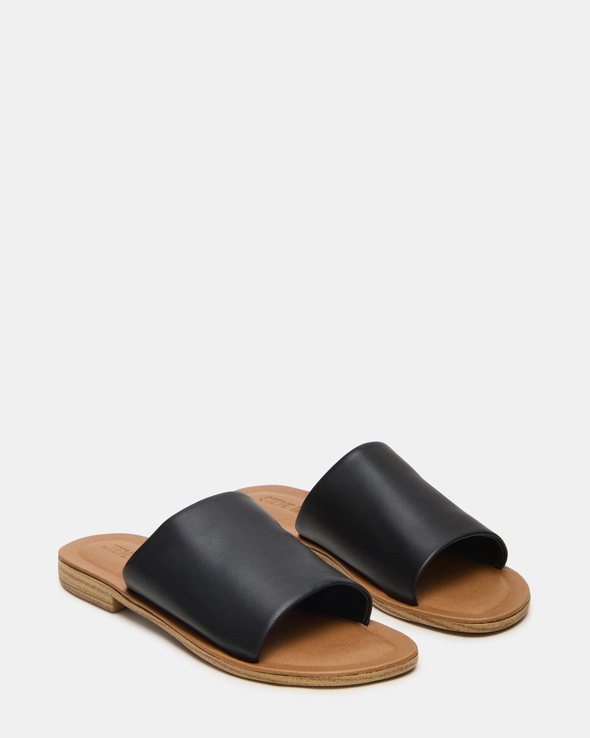 KIPP Black Leather Slide Women's Sandal | Steve Madden discount