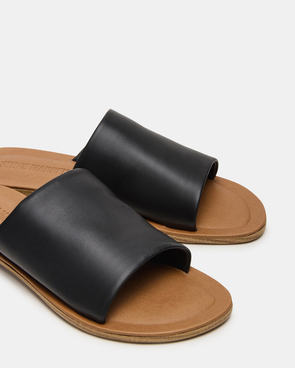 KIPP Black Leather Slide Women's Sandal | Steve Madden discount