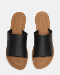 KIPP Black Leather Slide Women's Sandal | Steve Madden discount