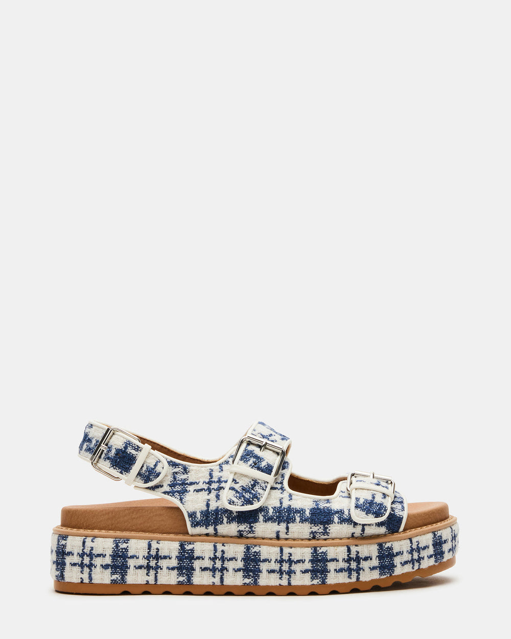 BIGMONA2.0 Blue/White Platform Footbed Flatform Women's Sandal | Steve Madden outlet
