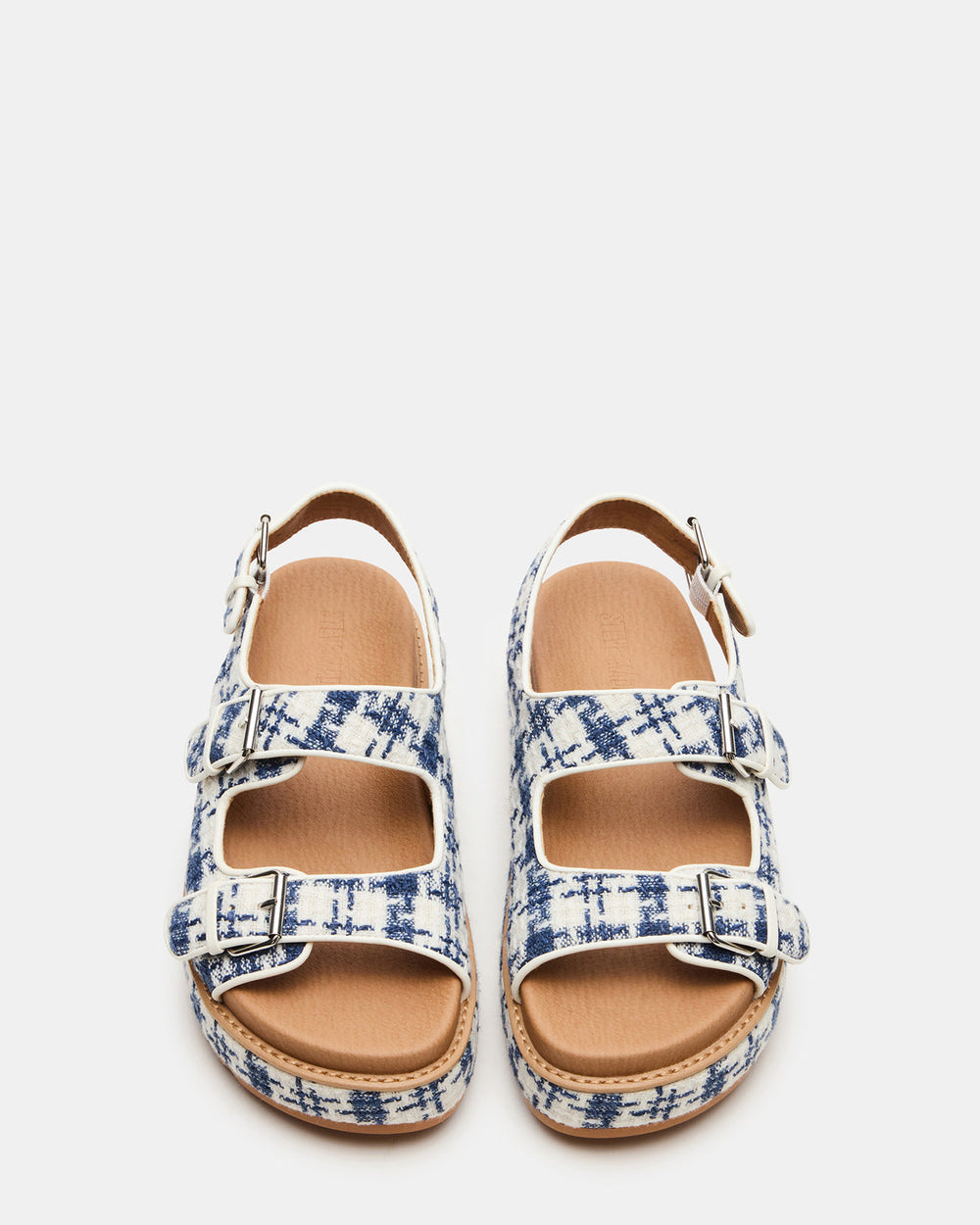 BIGMONA2.0 Blue/White Platform Footbed Flatform Women's Sandal | Steve Madden outlet